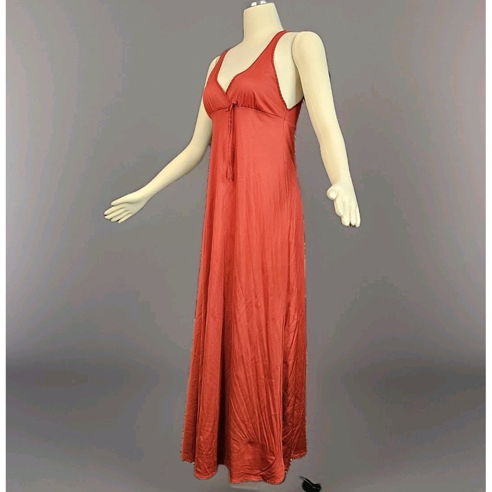 Vintage 1970's Nightgown Dress Slip Lingerie Burgundy Maxi Length Sleeveless 70s